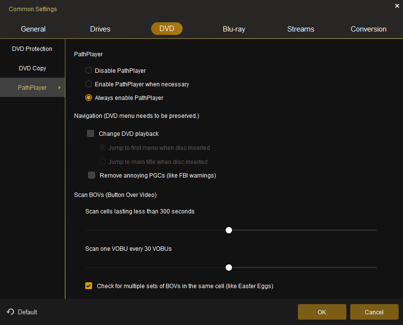 dvdfab 11 missing settings when using ripper