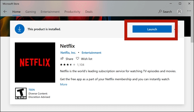 Download Netflix App on windows