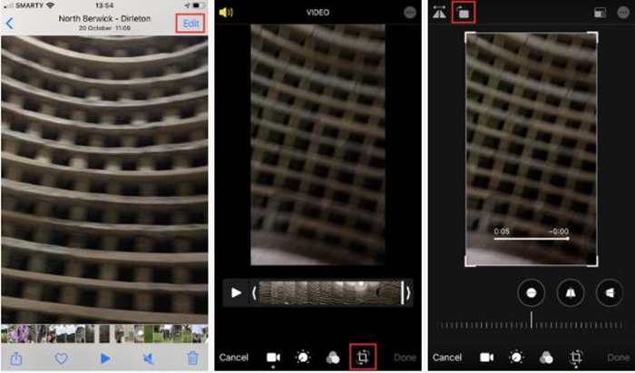 Use the iPhone built-in Photo editor to rotate a video.