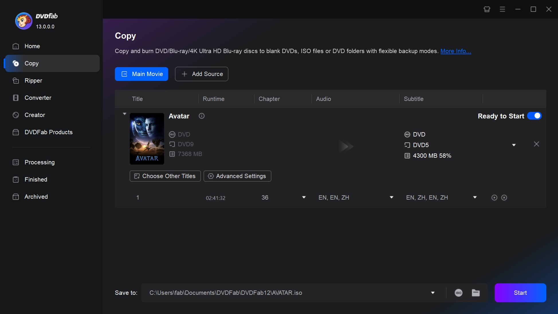 Rip Bluray to ISO file on Mac and Windows computer with DVDFab Bluray Copy